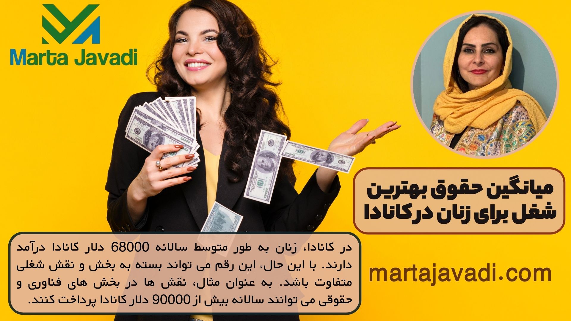 میانگین حقوق بهترین شغل برای زنان در کانادا